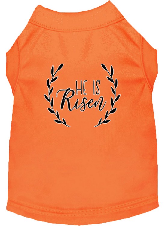 He Is Risen Screen Print Dog Shirt Orange Med